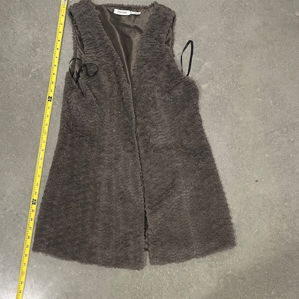 Blue Bird Taupe Faux Fur Vest